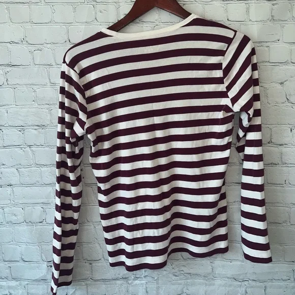 liz claiborne purple & cream striped top size M - Picture 5 of 5